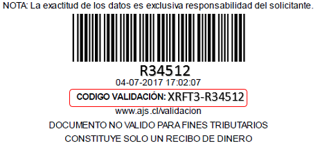 Ejemplo de código de validación